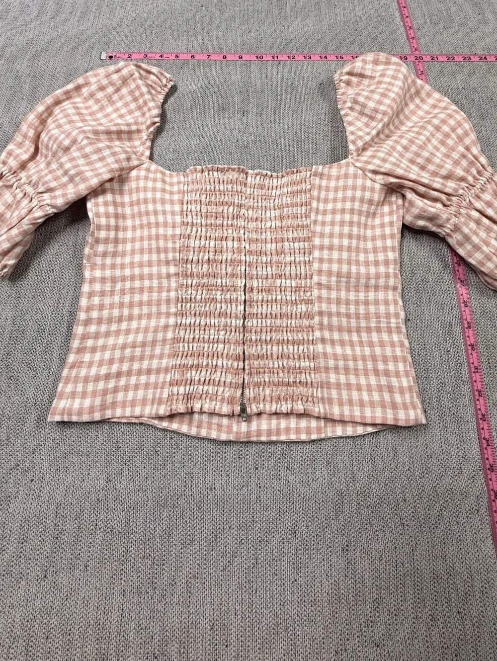 Reformation Linen Button-Down Crop Top Women Size 10 Pink